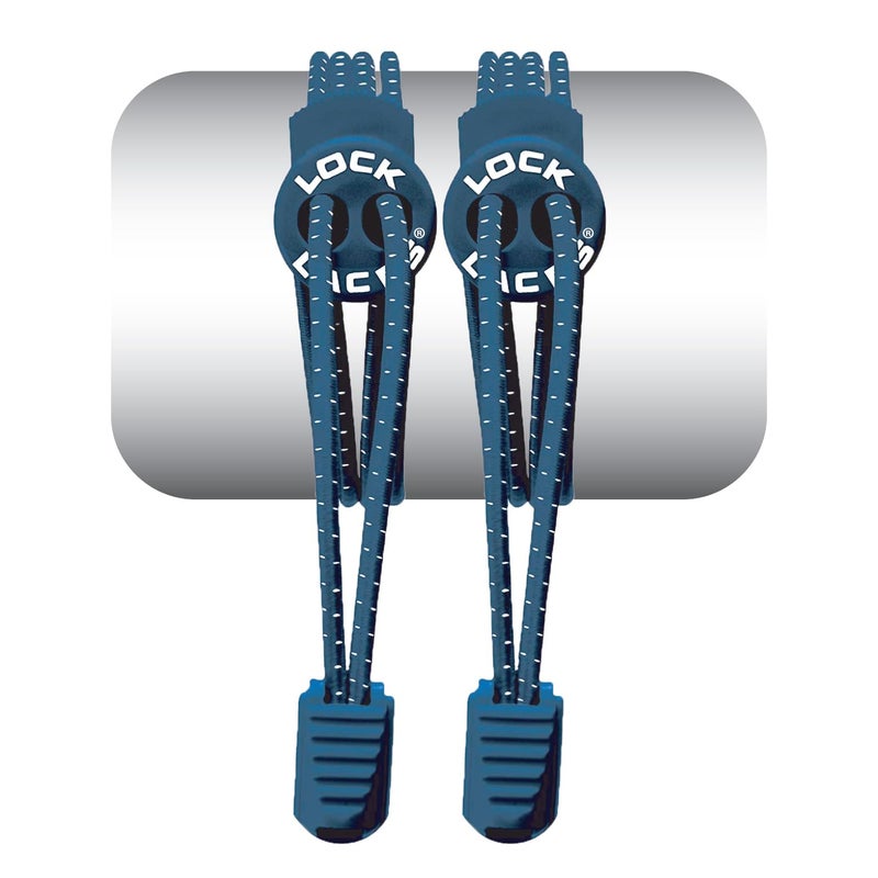 LOCK LACES أربطة أحذية قفل (أربطة مرنة بدون ربط) (أزرق بحري، 48 بوصة) - Image 1